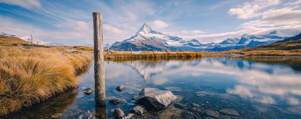 Explore awe, inspiring vista of bernese alps, panorama over bachalpsee and grindelwald valley, switzerland's majestic tourist destination