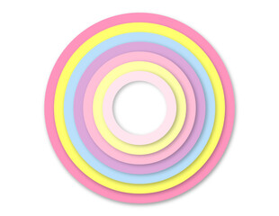Pastel color rainbow circle paper cut out style illustration
