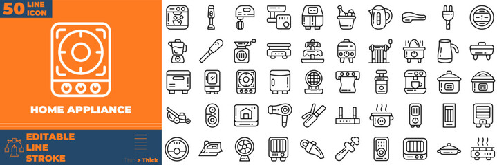 Home Appliance Line Editable Icons set. Vector illustration in modern thin line style of home appliance icons: home, appliance, kitchen, etc