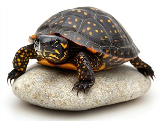 Obraz premium Turtle Resting on a Stone A Close-Up of Wildlife in Natural Habitat