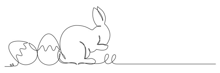 Continuous line art style easter egg with bunny 3 © Is