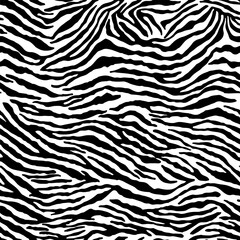 Tiger seamless pattern. Black and white tiger print. Vector texture. 