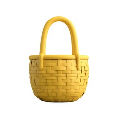 Bright yellow woven basket with sturdy arched handle for various storage needs