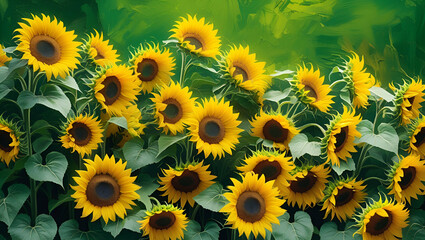 Fototapeta premium Sunflowers Helianthus annuus ai genrative