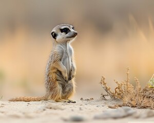 Meerkat Standing Alert in the Desert