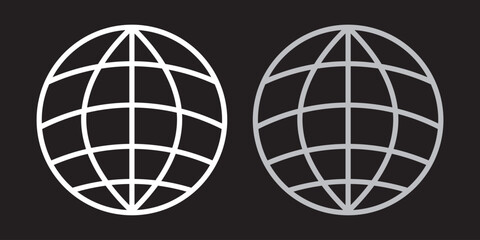 World globe icons set. Earth globe sign. Round and flatten planet symbol. Graphic elements. Vector.