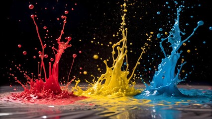 Neon paint explosion with vivid splashes of color