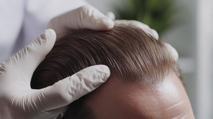 Hair restoration procedure in a modern, clean clinic. Featuring rejuvenation and advanced regrowth treatments