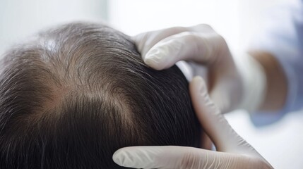 Fototapeta premium Hair restoration procedure in a modern, clean clinic. Featuring rejuvenation and advanced regrowth treatments