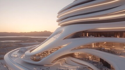 Fototapeta premium Modern Futuristic Architectural Design Rising Towards the Sky
