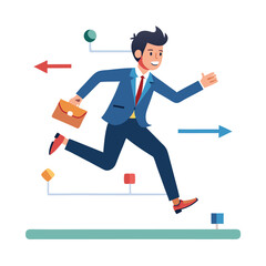 Businessman counts income. Business man sits at the table with wads of cash. Investor holds a lot of money, banknotes in hands. Financial success, wealth. give it on diffrent angel Flat isolated vecto