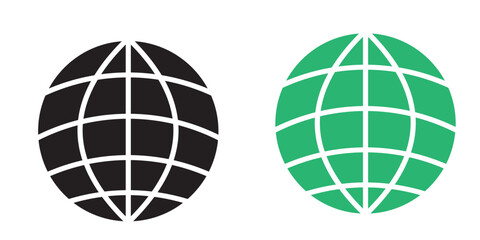 World globe icons set. Earth globe sign. Round and flatten planet symbol. Graphic elements. Vector.