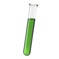 Green liquid tube containing white liquid with label and cap isolated on white background isolated on transparent background.