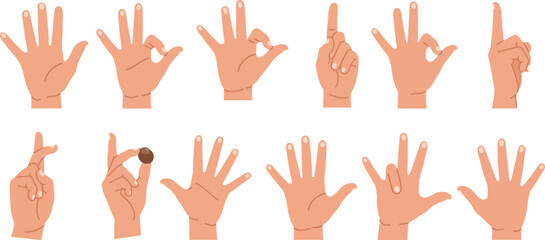 Various hand gestures showcasing different signs and meanings in a clear sequence