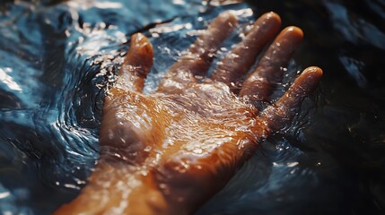 Fototapeta premium Close up of a hand submerged in water.