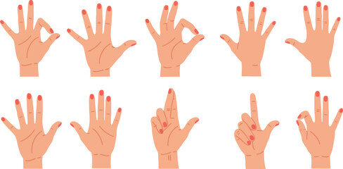 Various hand gestures displayed in a grid format illustrating different meanings and expressions