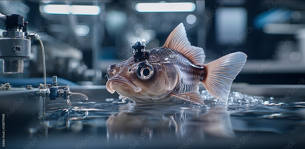 Aufkleber innovative catfish engineering breakthroughs in aquatic robotics laboratory digital art scientific e