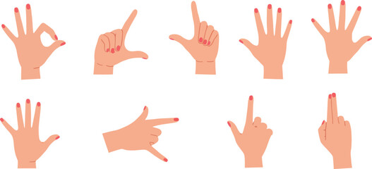 Various hand gestures displayed in a creative and colorful arrangement