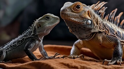 Obraz premium Intimate therapy sessions with lizard psychologist jungle animal portraits up close