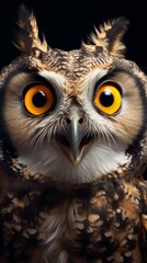 Fototapeta premium A very surprised owl with wide-open eyes and beak 