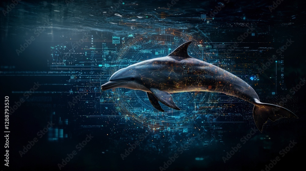Aufkleber dolphin espionage expert infiltrates global ocean tech a unique digital art perspective on future en