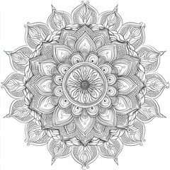 A detailed mandala design with intricate patterns and delicate details, vector lines for a coloring book cover page
