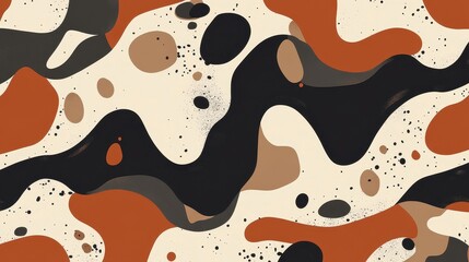 Abstract Beige Cream Brown Black And Red Organic Wave Pattern Background Texture Design