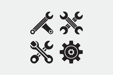Wrench and Hammer Symbols vector