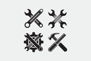Wrench and Hammer Symbols vector
