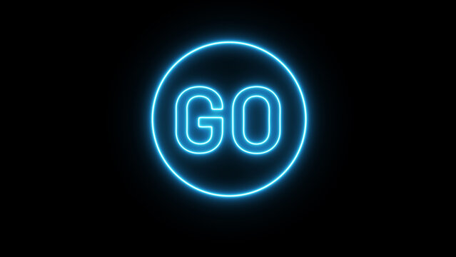 Glowing neon counting down with go text isolated on Black Background - Powered by Adobe