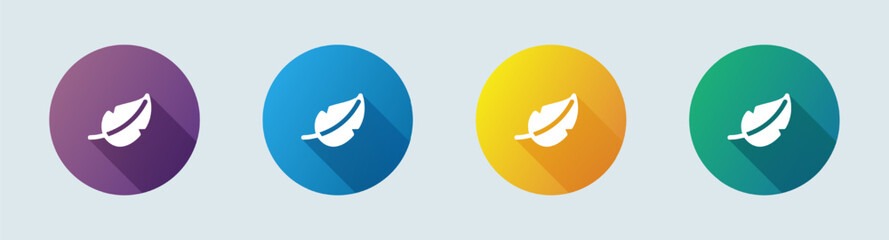 Feather solid icon in flat design style. Write signs vector illustration.