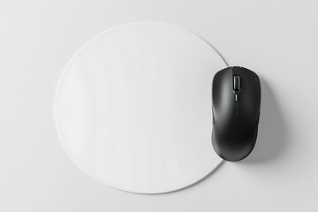 Modern Wireless Mouse on a White Round Mouse Pad