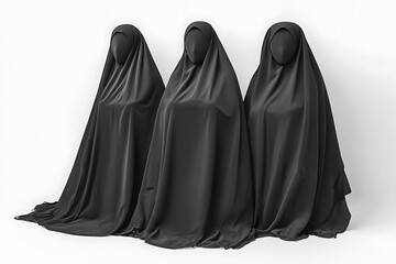 Naklejka premium Three Women in Black Hijabs, Studio Shot
