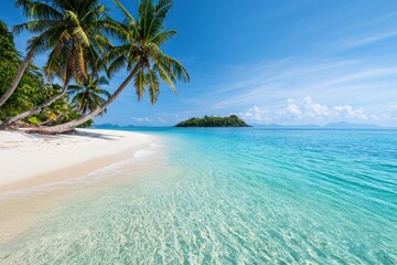 Fototapeta premium Serene Tropical Paradise with Soft White Sand and Clear Water