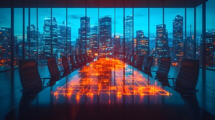 Strategic Supply Chain Planning in a Futuristic Corporate Meeting Room