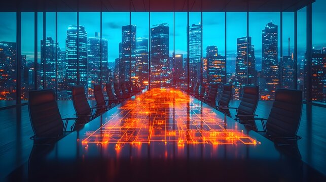 Strategic Supply Chain Planning in a Futuristic Corporate Meeting Room