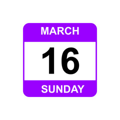 Obraz premium 16 March , Sunday .Date template. Useful design for calendar or event promotion. Vector illustration EPS 10 file