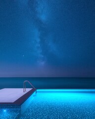 Obraz premium Serene Infinity Pool at Resort Under a Glowing Starry Sky