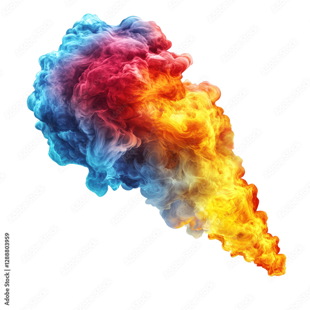 Poster colorful smoke cloud swirling on a black background creating an abstract visual effect isolated on t