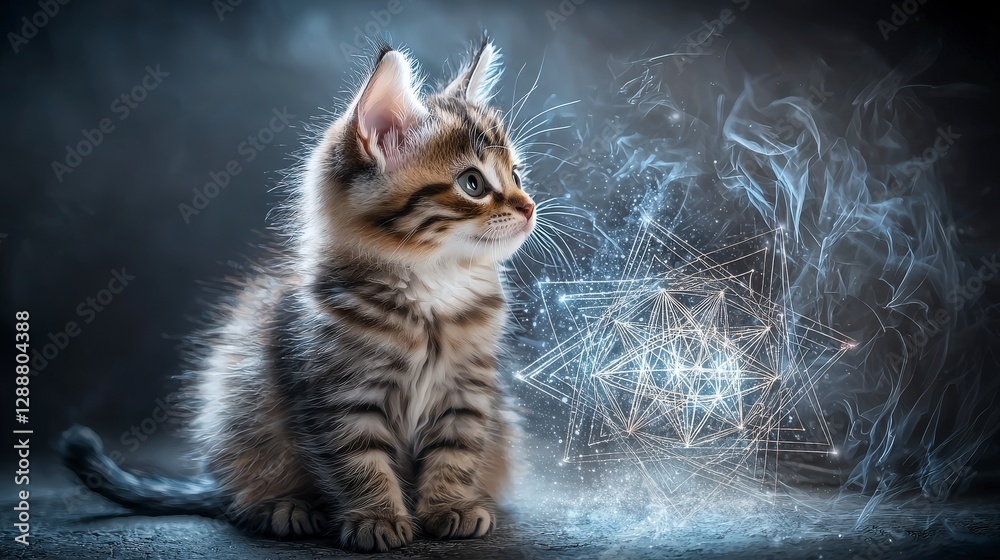 Aufkleber kittens creating spiritual connections in ethereal spaces dreamlike ambiance digital art cat's persp
