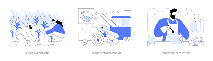 Sugar production isolated cartoon vector illustrations se