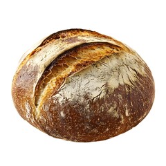 Rustic Sourdough Bread Loaf with Crispy Crust, Side Angle, No Background, Freshly Baked