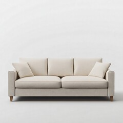 Fototapeta premium Elegant Cream Sofa with Soft Cushions for Modern Living Room