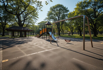 Obraz premium Deserted City Playground Under the Summer Sun