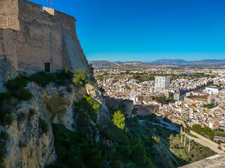 Obraz premium Panoramic view of the City of Alicante, Spain from the top of Castillo de Santa Bárbara.