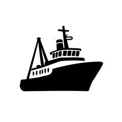 Obraz premium Stylized Vessel Silhouette on a White Canvas