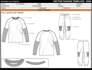 BOYS CREW TEE WITH DOCTOR SLEEVE FLAT SKETCH FASHION TEMPLATE TECHNICAL DRAWING ILLUSTRATION