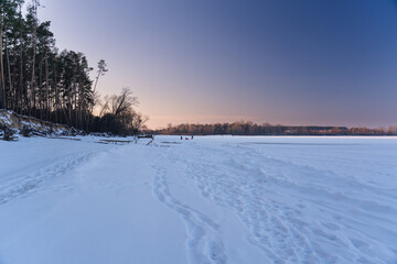 Evening time on the Kyiv Sea at wintertime, Ukraine