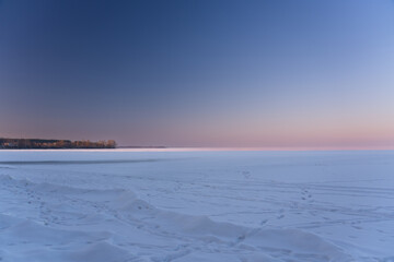 Evening time on the Kyiv Sea at wintertime, Ukraine