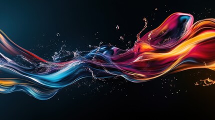 Water splashes with droplets and clear, fluid movement on a dark background, offering a clean and refreshing abstract visual.